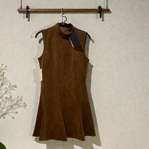 En Saison Brown Suede Sleeveless Mini Dress